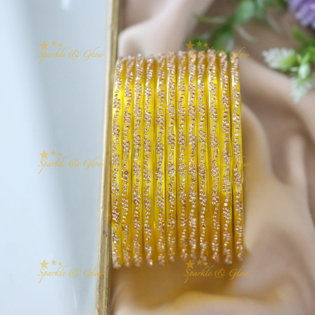 Exquisite Gold-Toned Glass Bangles - Perfect for Every Occasion