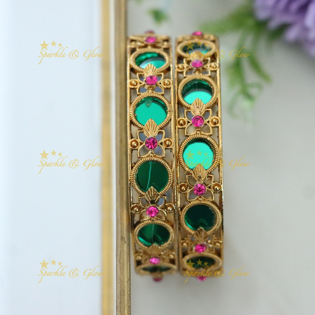 Gold Plated Emerald Bangles for Elegant Weddings