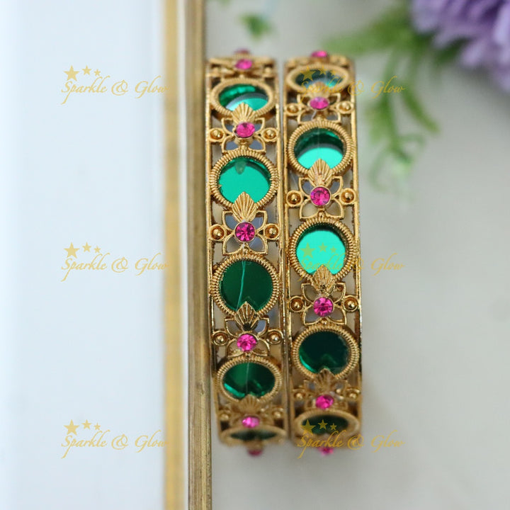 Gold Plated Emerald Bangles for Elegant Weddings