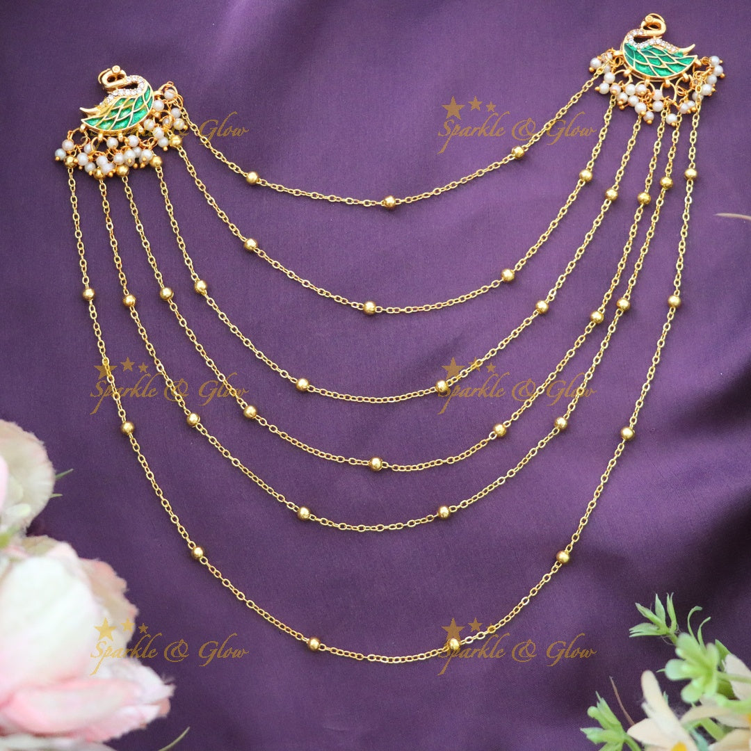 Exquisite Peacock Hair Chain for Festive Elegance