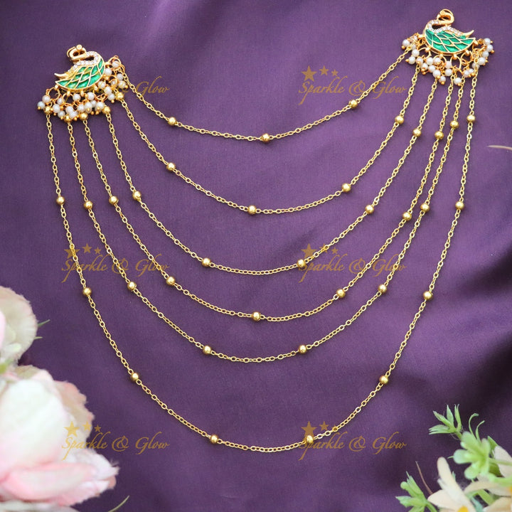 Exquisite Peacock Hair Chain for Festive Elegance