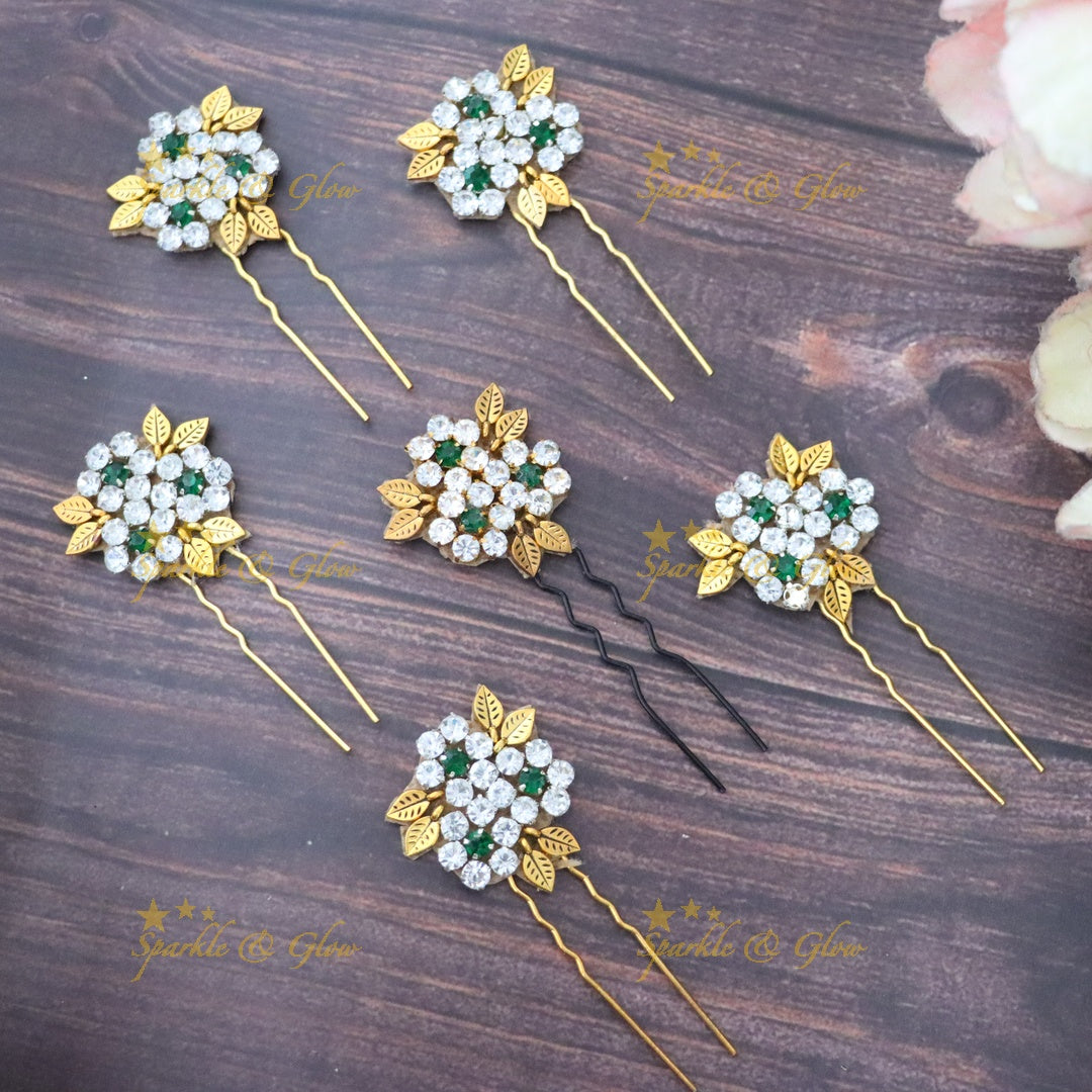 Elegant Floral Gold Hairpins for Weddings
