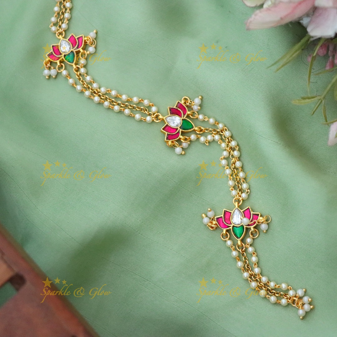 Exquisite Pearl & Lotus Motif Jadabilla Hair Accessory