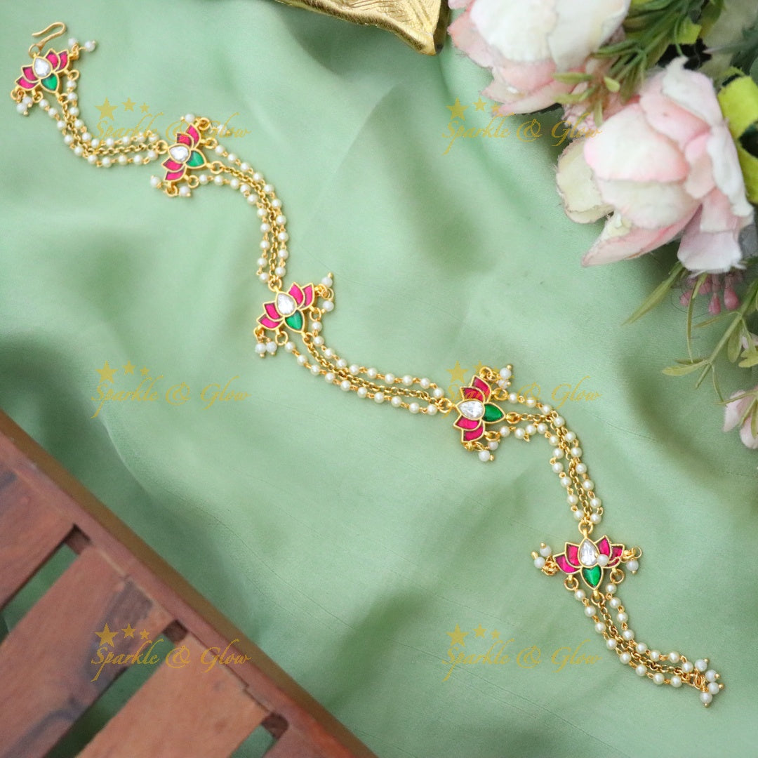 Exquisite Pearl & Lotus Motif Jadabilla Hair Accessory