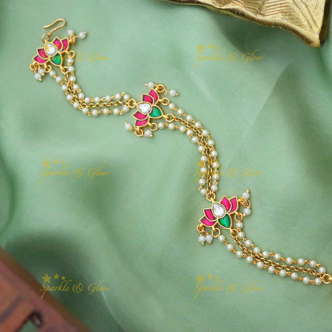 Exquisite Pearl & Lotus Motif Jadabilla Hair Accessory