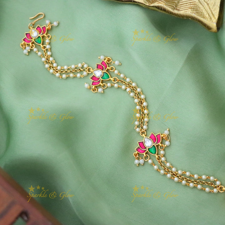 Exquisite Pearl & Lotus Motif Jadabilla Hair Accessory