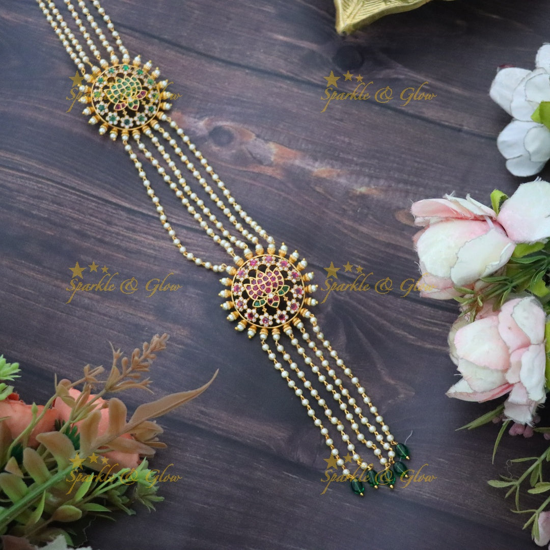 Elegant Indian Pearl and American Diamond Hair Accessory