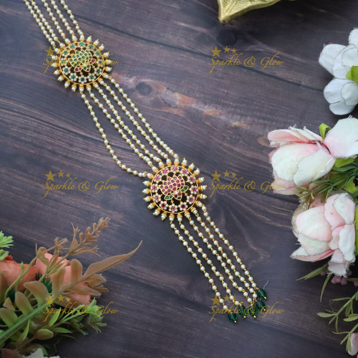 Elegant Indian Pearl and American Diamond Hair Accessory