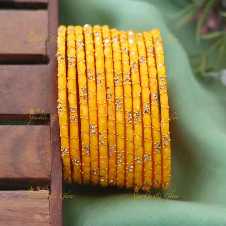 Exquisite White Glass Bangle with Gold Highlights