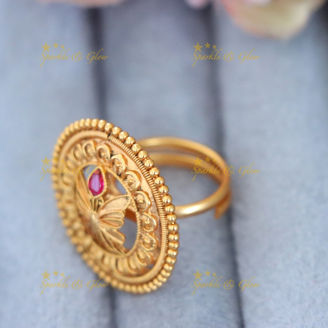 Elegant Gold Plated Butterfly Ring for Weddings