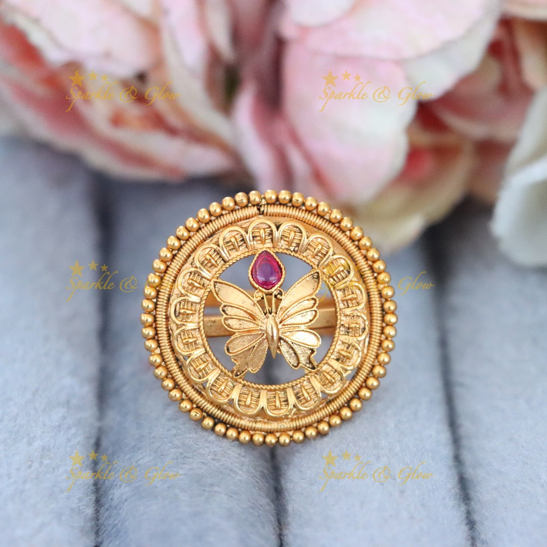 Elegant Gold Plated Butterfly Ring for Weddings