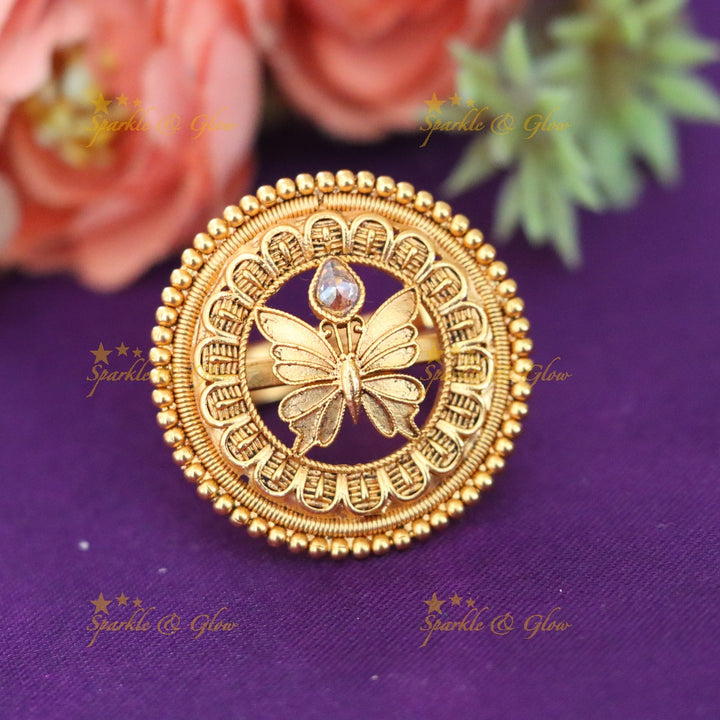 Elegant Gold Plated Butterfly Ring for Weddings