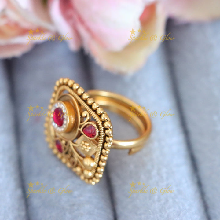 Exquisite Gold-Plated Ruby Ring - Perfect for Weddings