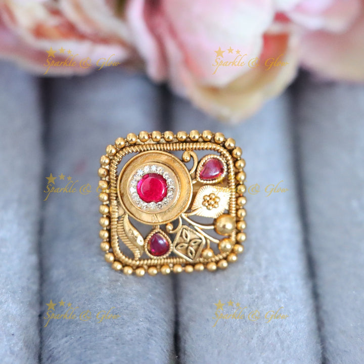 Exquisite Gold-Plated Ruby Ring - Perfect for Weddings