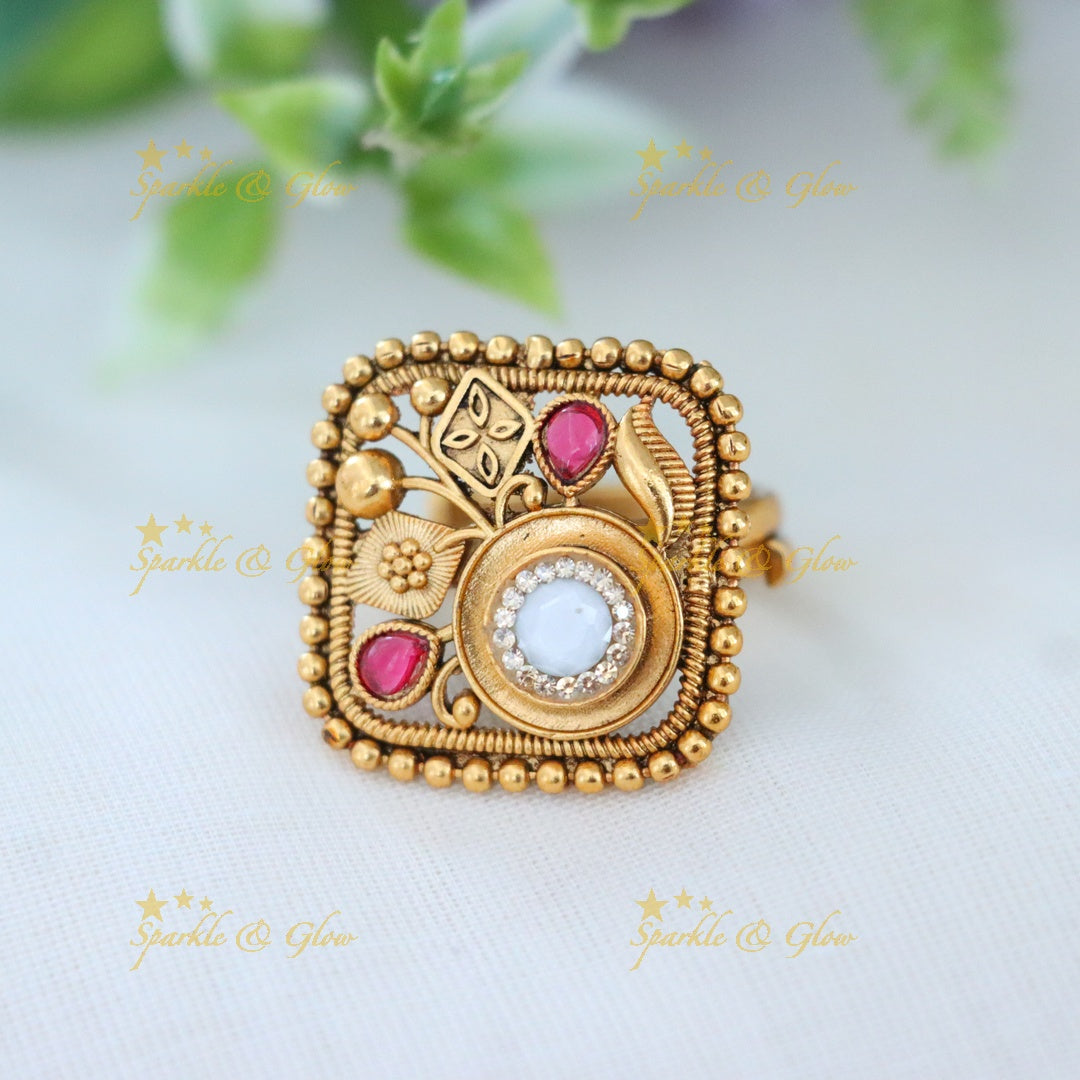 Exquisite Gold-Plated Ruby Ring - Perfect for Weddings