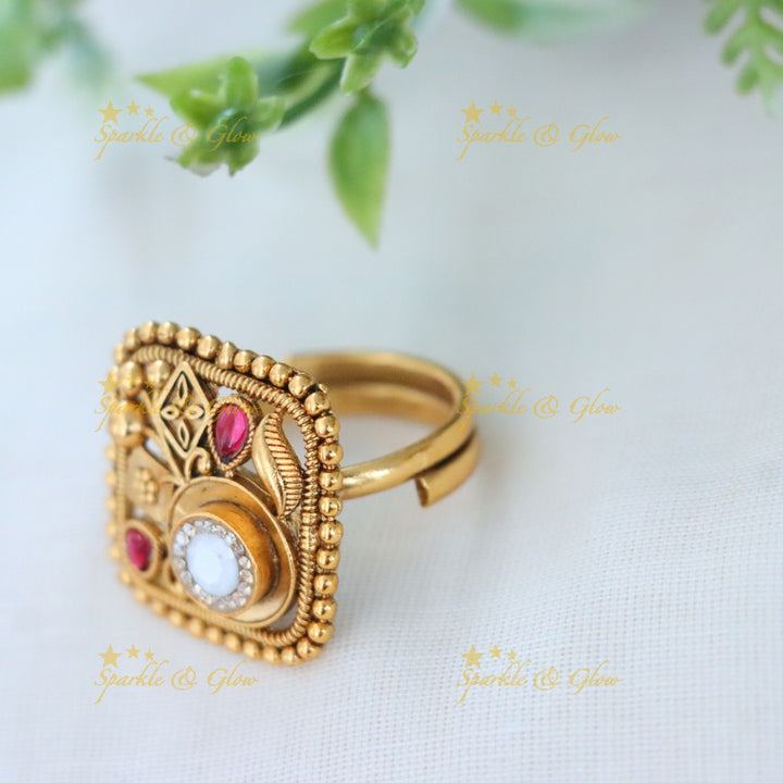 Exquisite Gold-Plated Ruby Ring - Perfect for Weddings