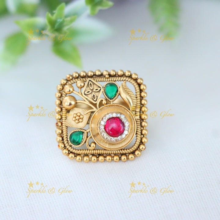 Exquisite Gold-Plated Ruby Ring - Perfect for Weddings