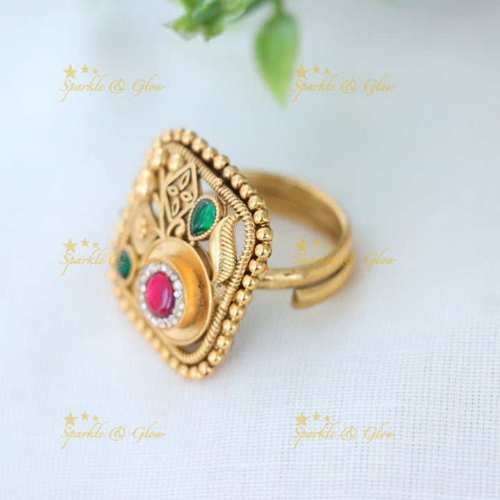 Exquisite Gold-Plated Ruby Ring - Perfect for Weddings