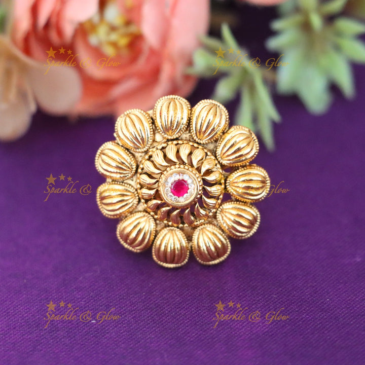 Stunning Gold Finish Festive Ring for Weddings
