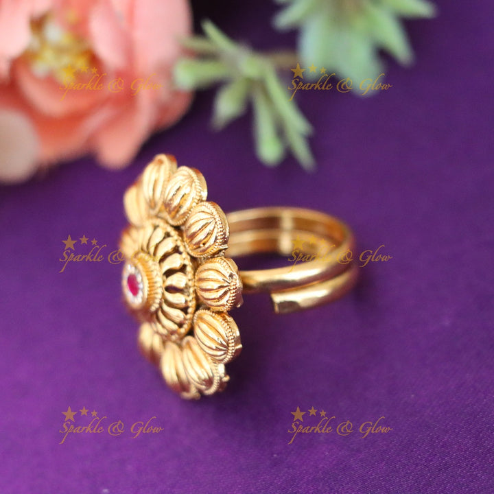 Stunning Gold Finish Festive Ring for Weddings