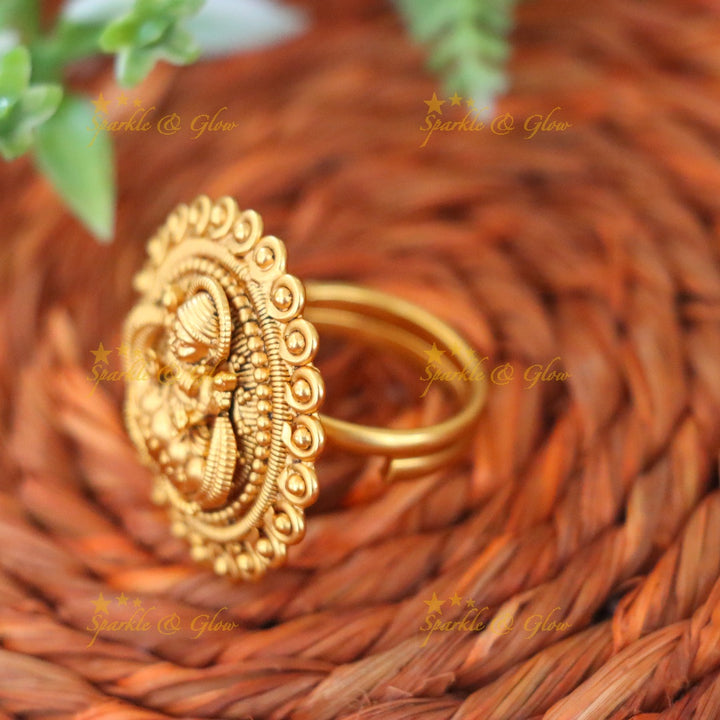 Gold Temple Ring - Traditional Indian Elegance