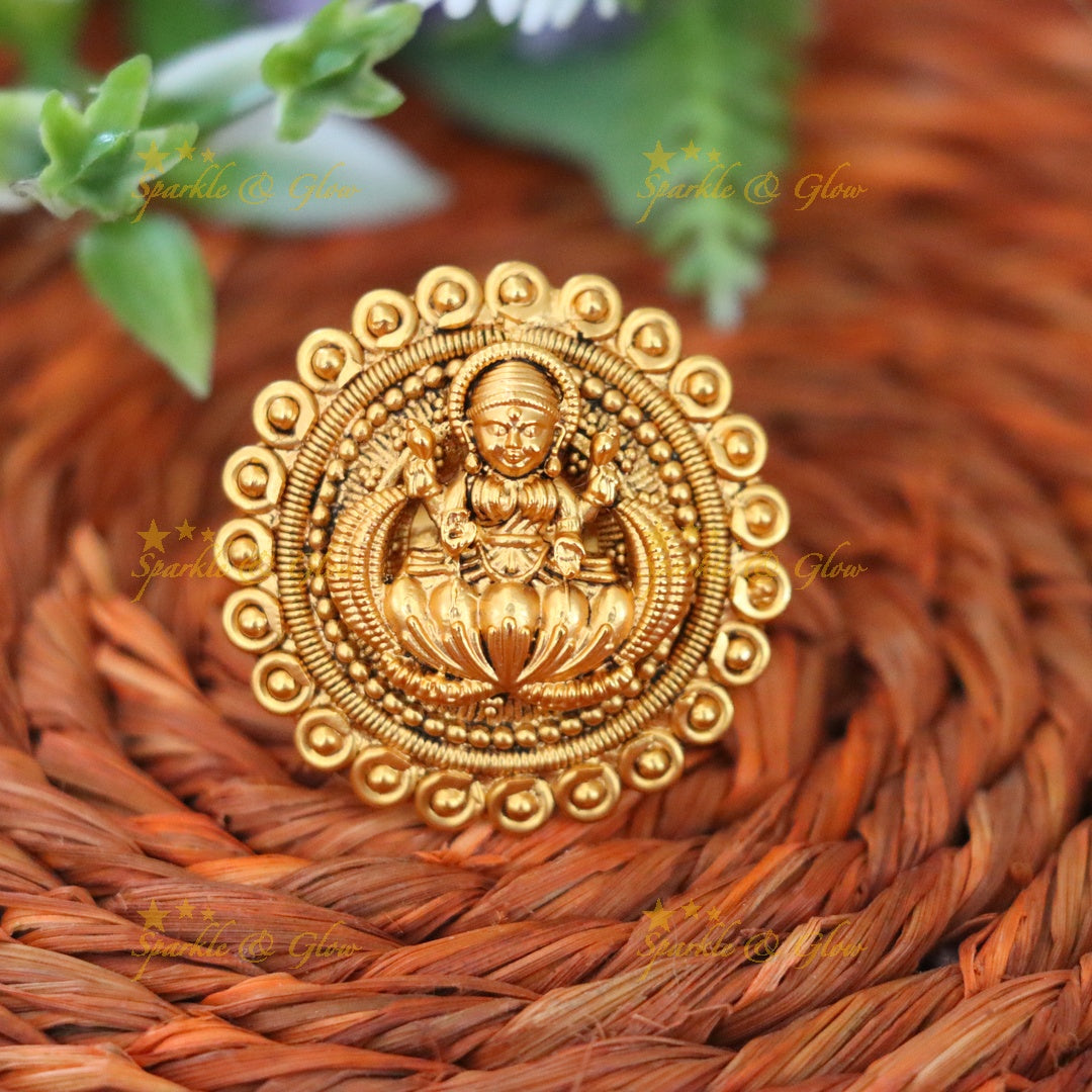Gold Temple Ring - Traditional Indian Elegance
