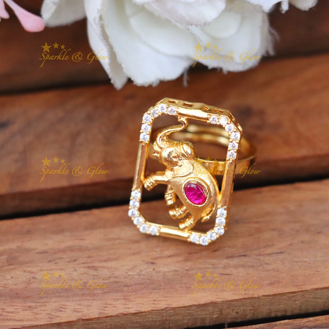 Exquisite Gold Elephant Ring | Festive Jewellery Collection
