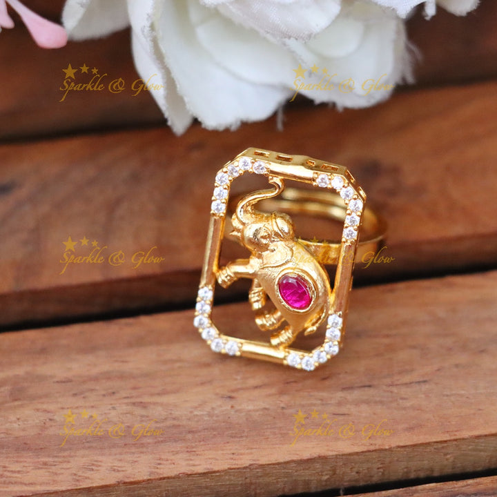 Exquisite Gold Elephant Ring | Festive Jewellery Collection