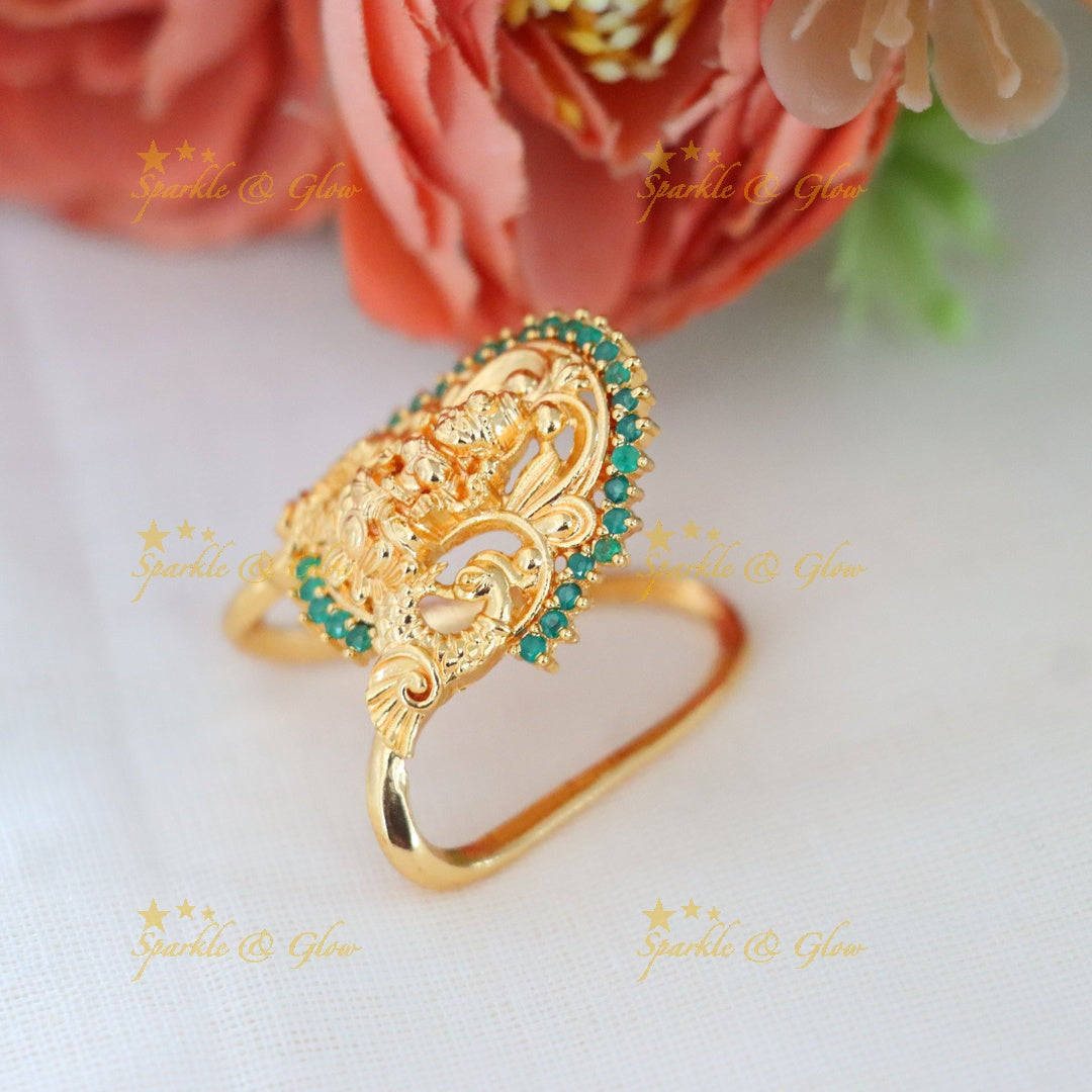 Exquisite Gold Temple Finger Ring - Celebrate Tradition