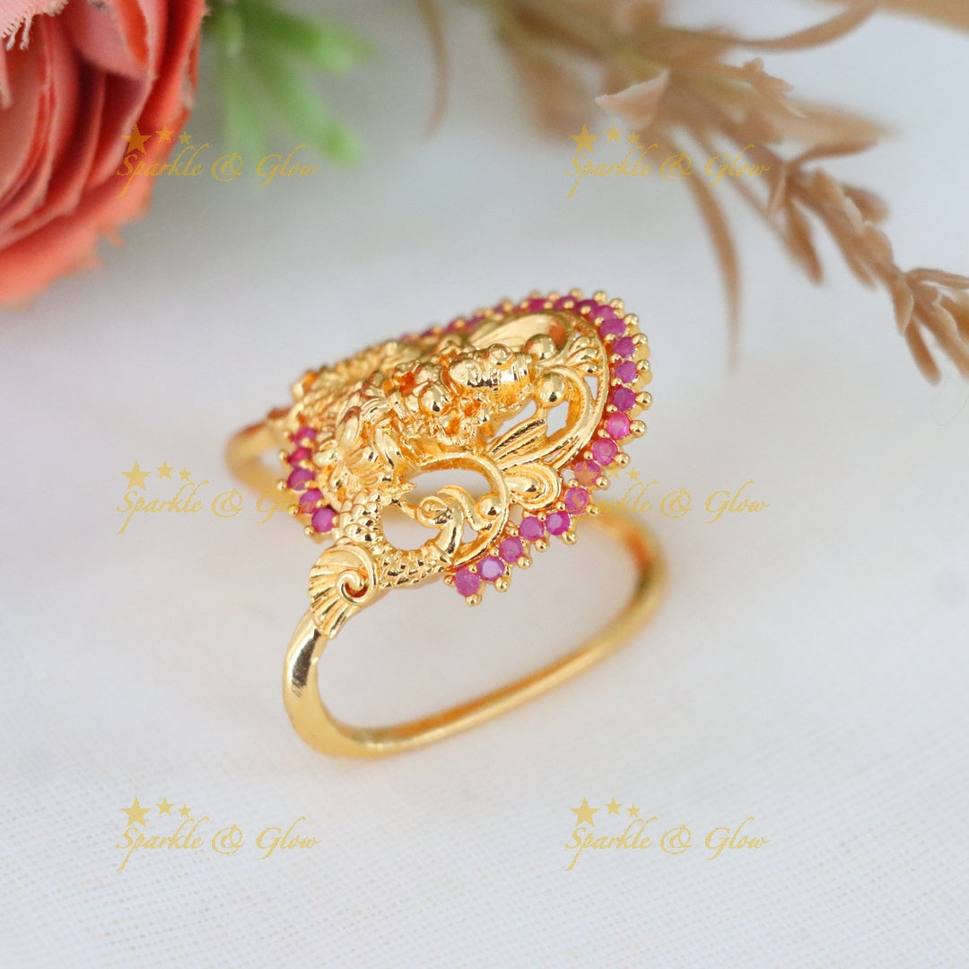 Exquisite Gold Temple Finger Ring - Celebrate Tradition