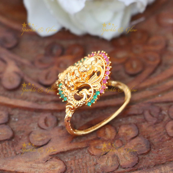 Exquisite Gold Temple Finger Ring - Celebrate Tradition