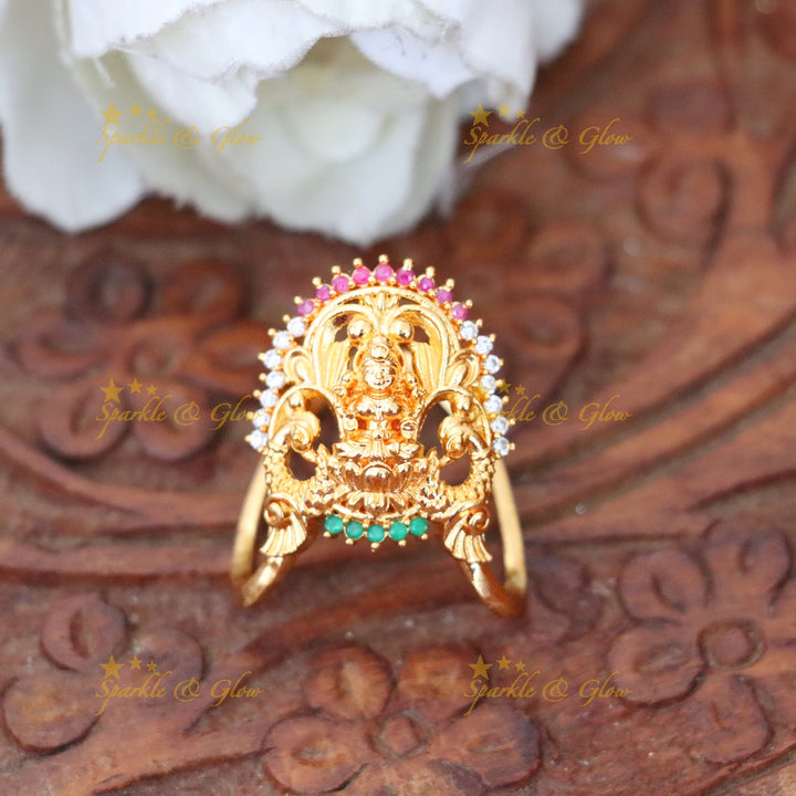 Exquisite Gold Temple Finger Ring - Celebrate Tradition