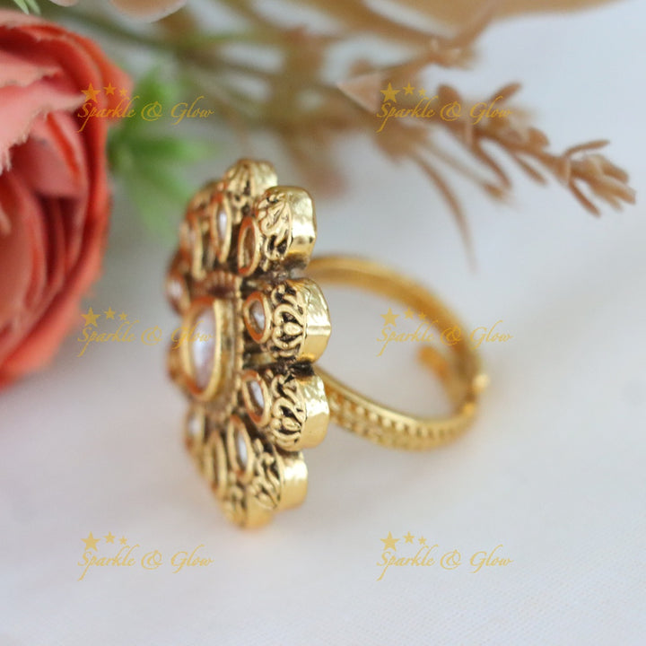 Exquisite Gold Floral Ring for Weddings & Festivals