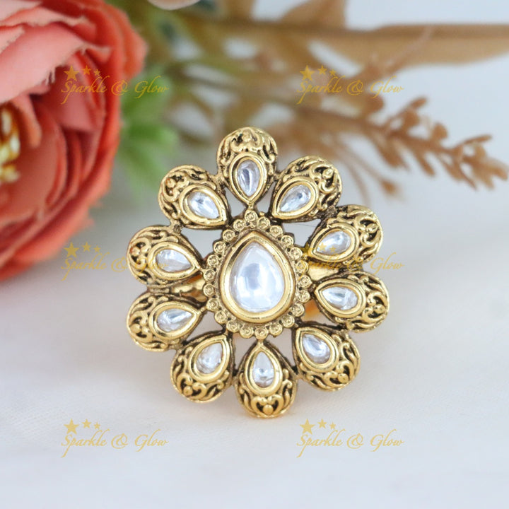 Exquisite Gold Floral Ring for Weddings & Festivals