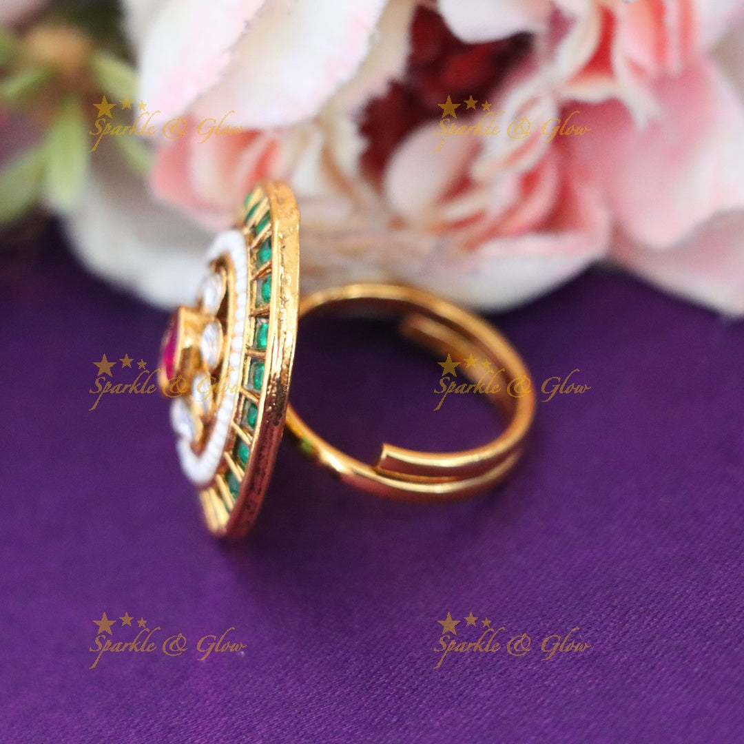 Exquisite Gold-Plated Multi-Stone Festive Ring