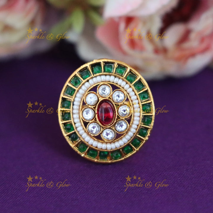 Exquisite Gold-Plated Multi-Stone Festive Ring