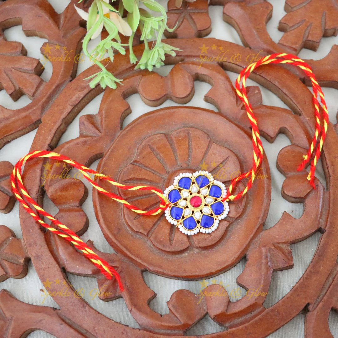 Exquisite Blue & Gold Rakhi for Festive Celebrations