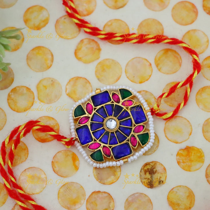 Vibrant Stonework Rakhi | Premium Imitation Jewellery