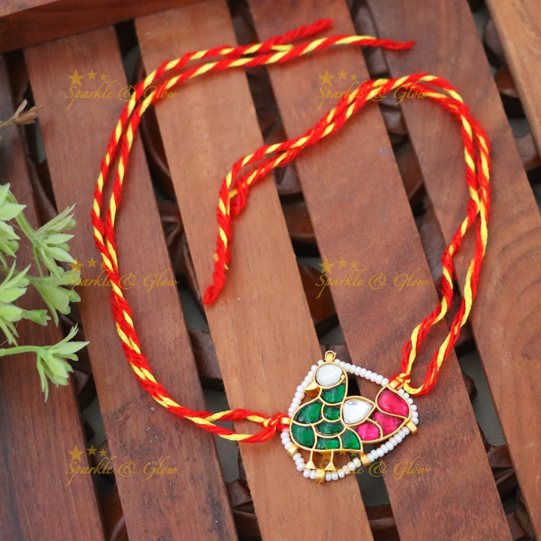 Elegant Enamel & Faux Pearl Rakhi for Festivities