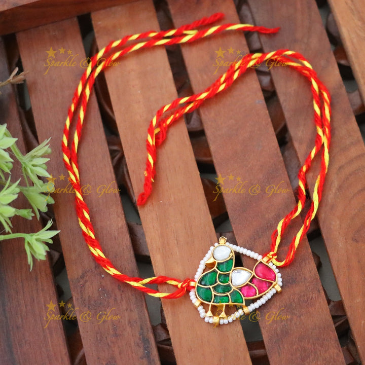 Elegant Enamel & Faux Pearl Rakhi for Festivities