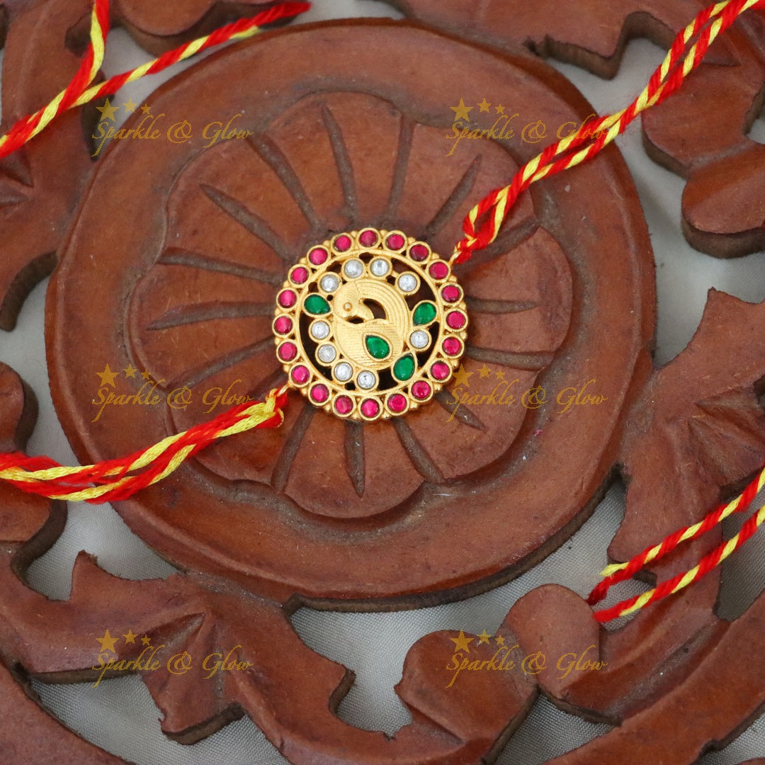 Exquisite Gold Rakhi with Gemstones - Perfect Festive Gift