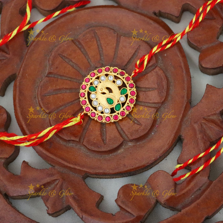 Exquisite Gold Rakhi with Gemstones - Perfect Festive Gift