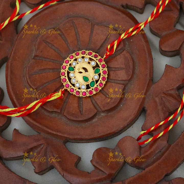 Exquisite Gold Rakhi with Gemstones - Perfect Festive Gift