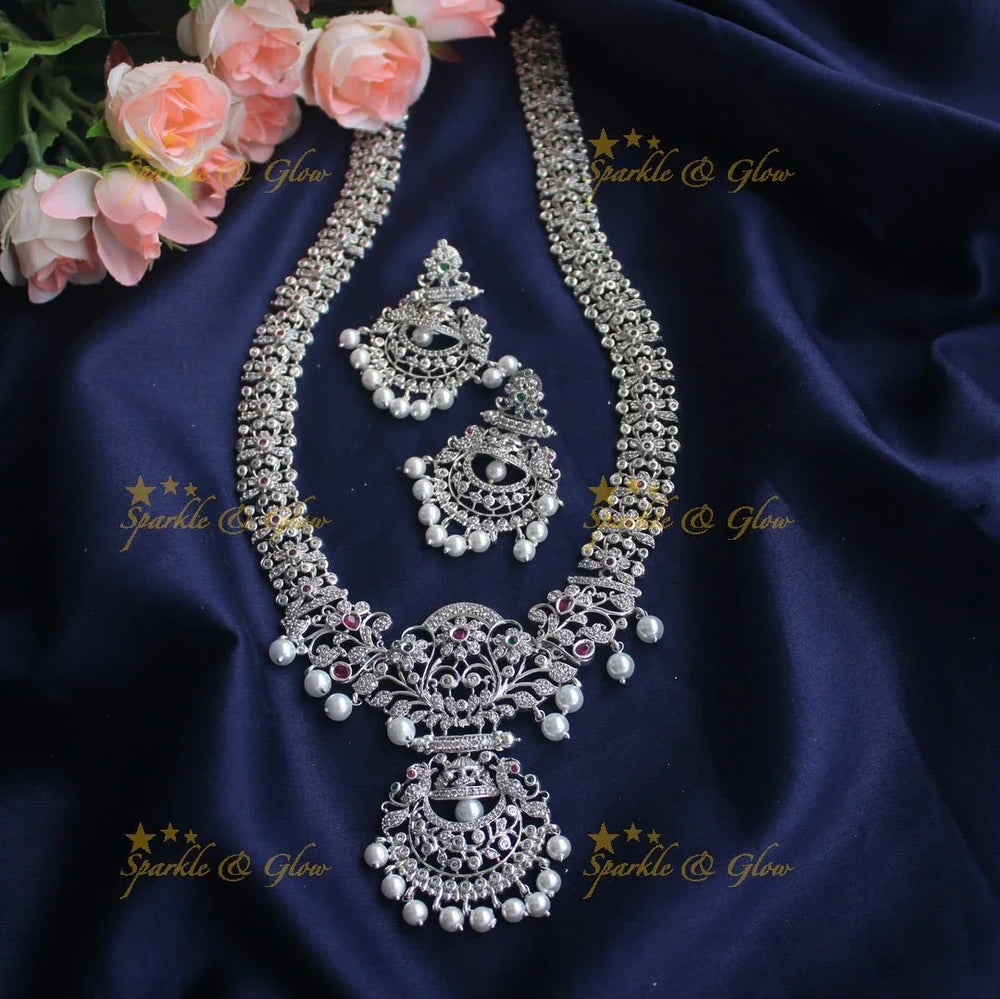 Premium quality matte CZ stone gorgeous non idol haram - Multi Green - Sparkle and Glow