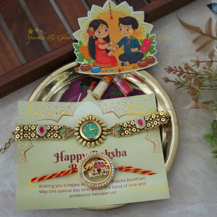 Exquisite Rakhi Gift Set with Premium Imitation Jewelry