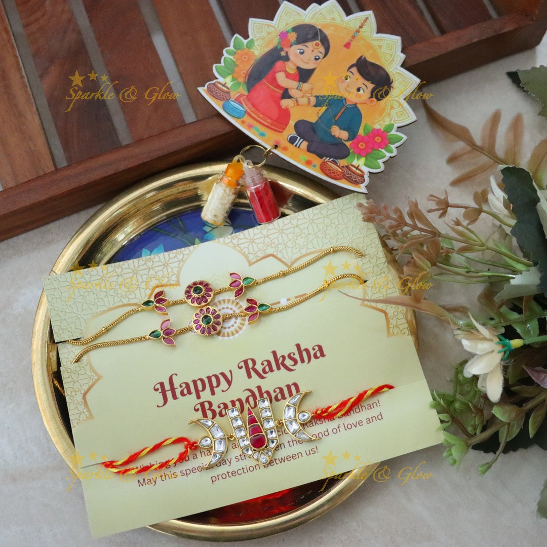 Elegant Gold-Plated Rakhi Set for Raksha Bandhan