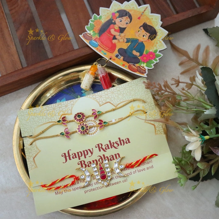 Elegant Gold-Plated Rakhi Set for Raksha Bandhan