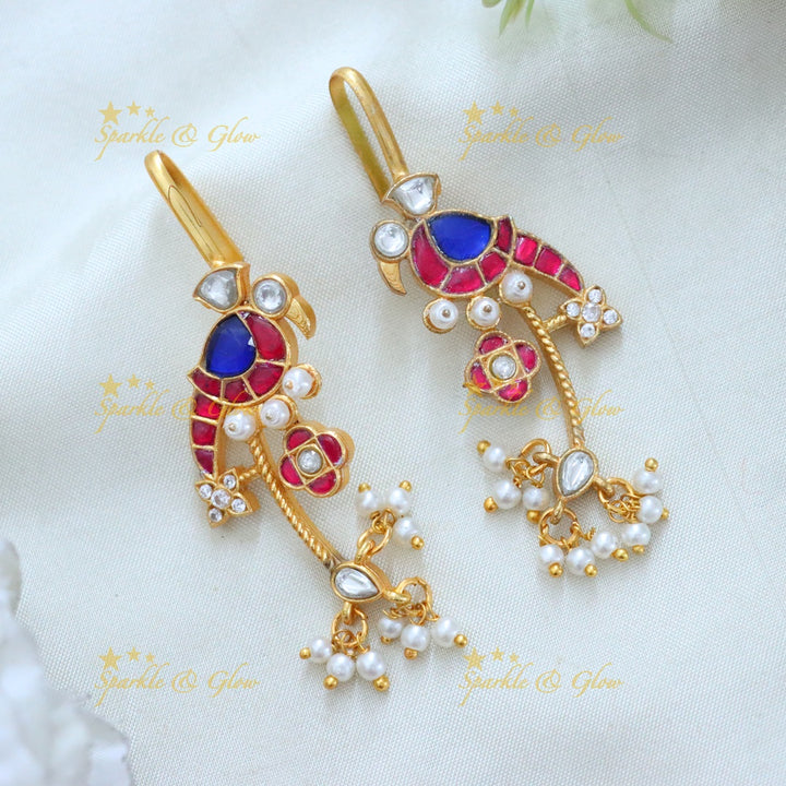 Exquisite Gold Bugadi Earrings - Peacock Design