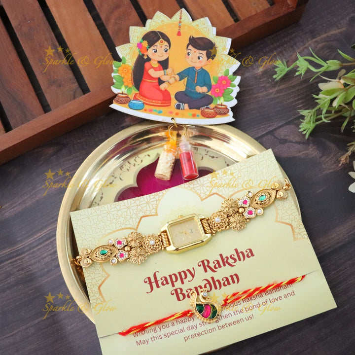Elegant Rakhi Gift Hamper with Imitation Jewellery