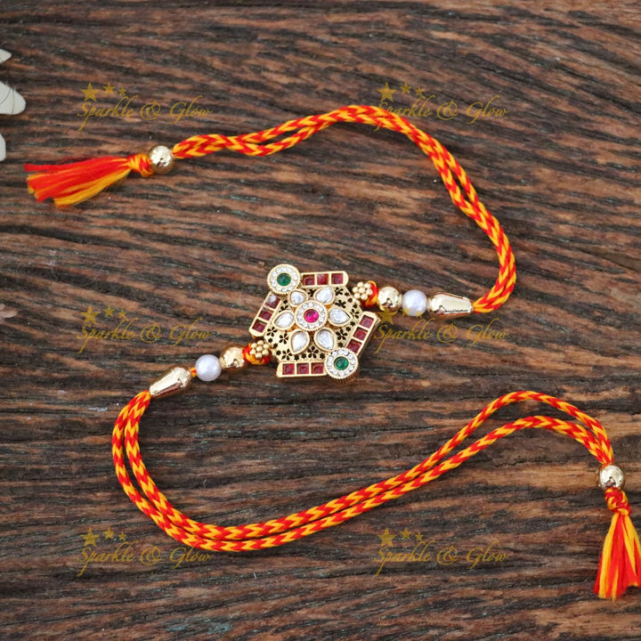 Exquisite Gold Rakhi with Intricate Design